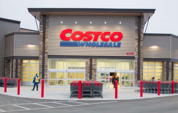 The front of a Costco store.