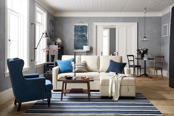 Pottery barn sofa/lifestyle room example.