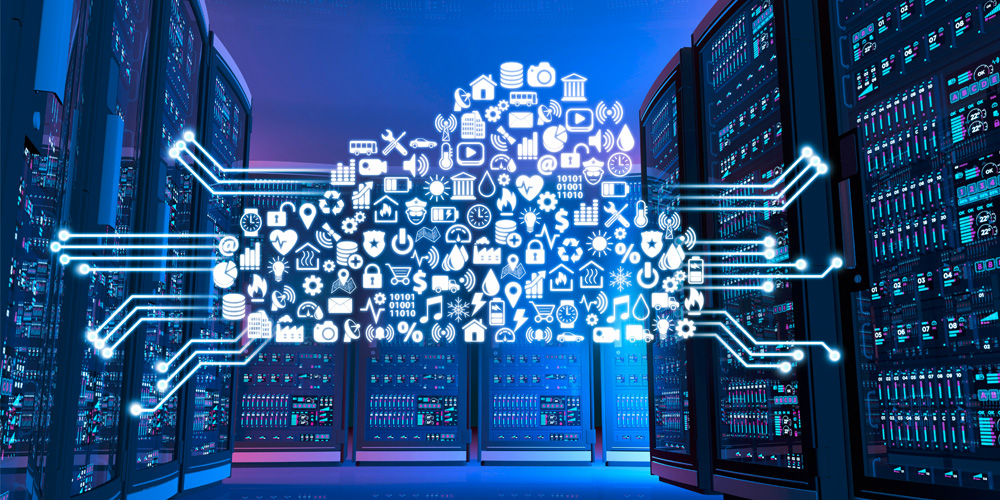 A visualization of information in a data center.