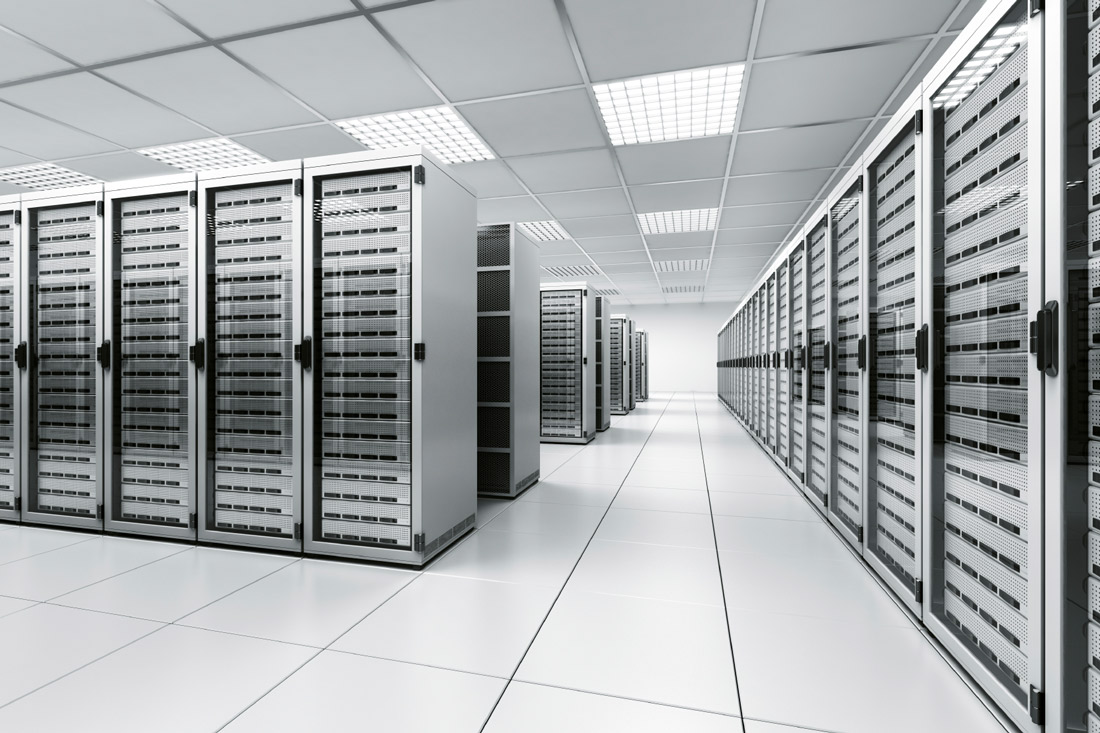 A data center with racks of servers.