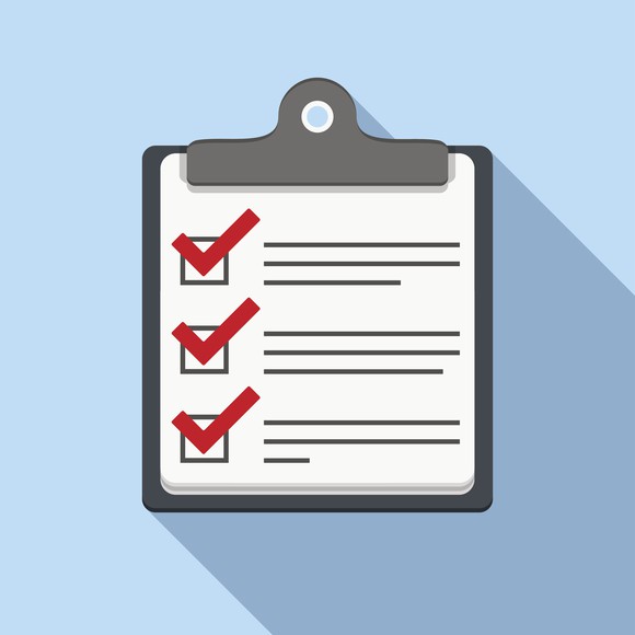 Checklist on clipboard