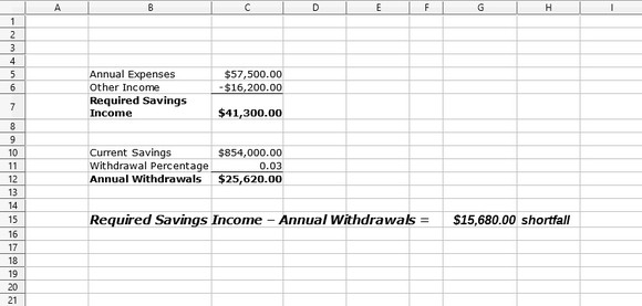 Sample retirement spreadsheet