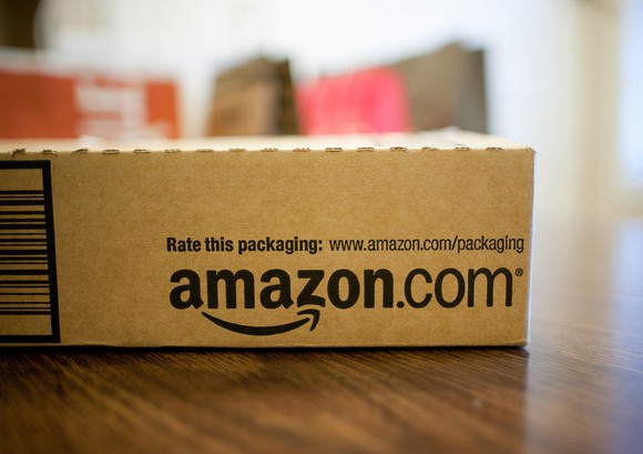 An Amazon delivery box