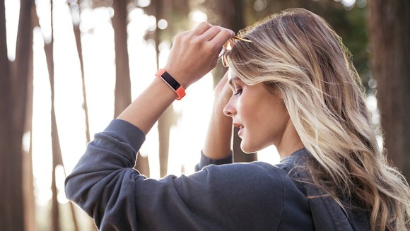 Fitbit Alta HR on a wrist.