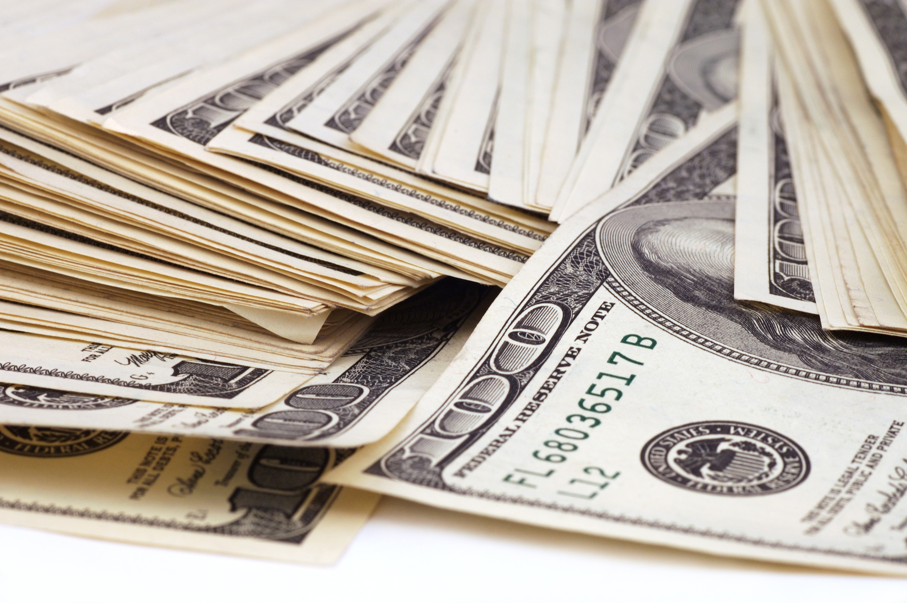 Stacks of $100 bills.