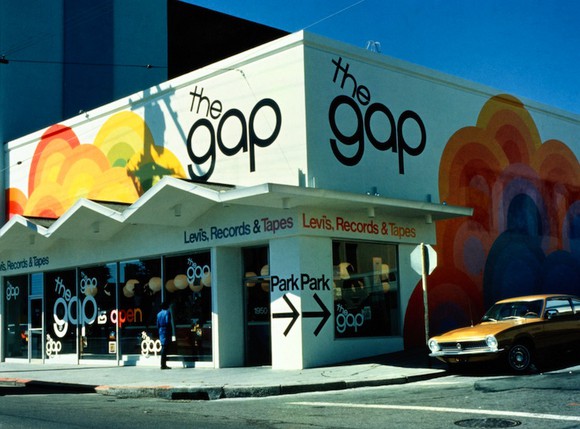 The first Gap store onOcean Ave. in San Francisco, California in 1969