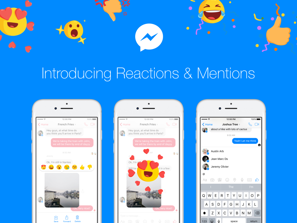 Facebook Reactions and Mentions on Messenger