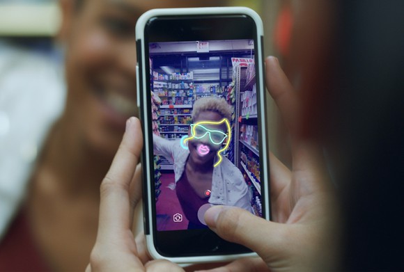 A Facebook camera effect on a mobile device