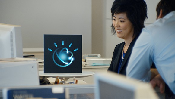 Woman interacting with IBM's Watson AI