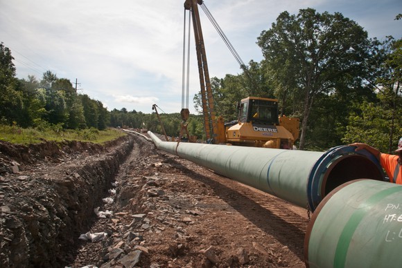 A natural gas pipeline under construction.