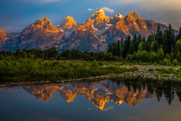 Grand Teton mountains at sunset