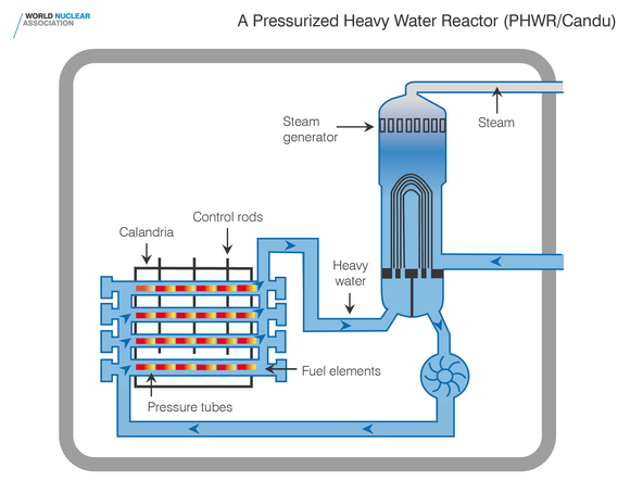 A diagram of a pressurized heavy water reactor.
