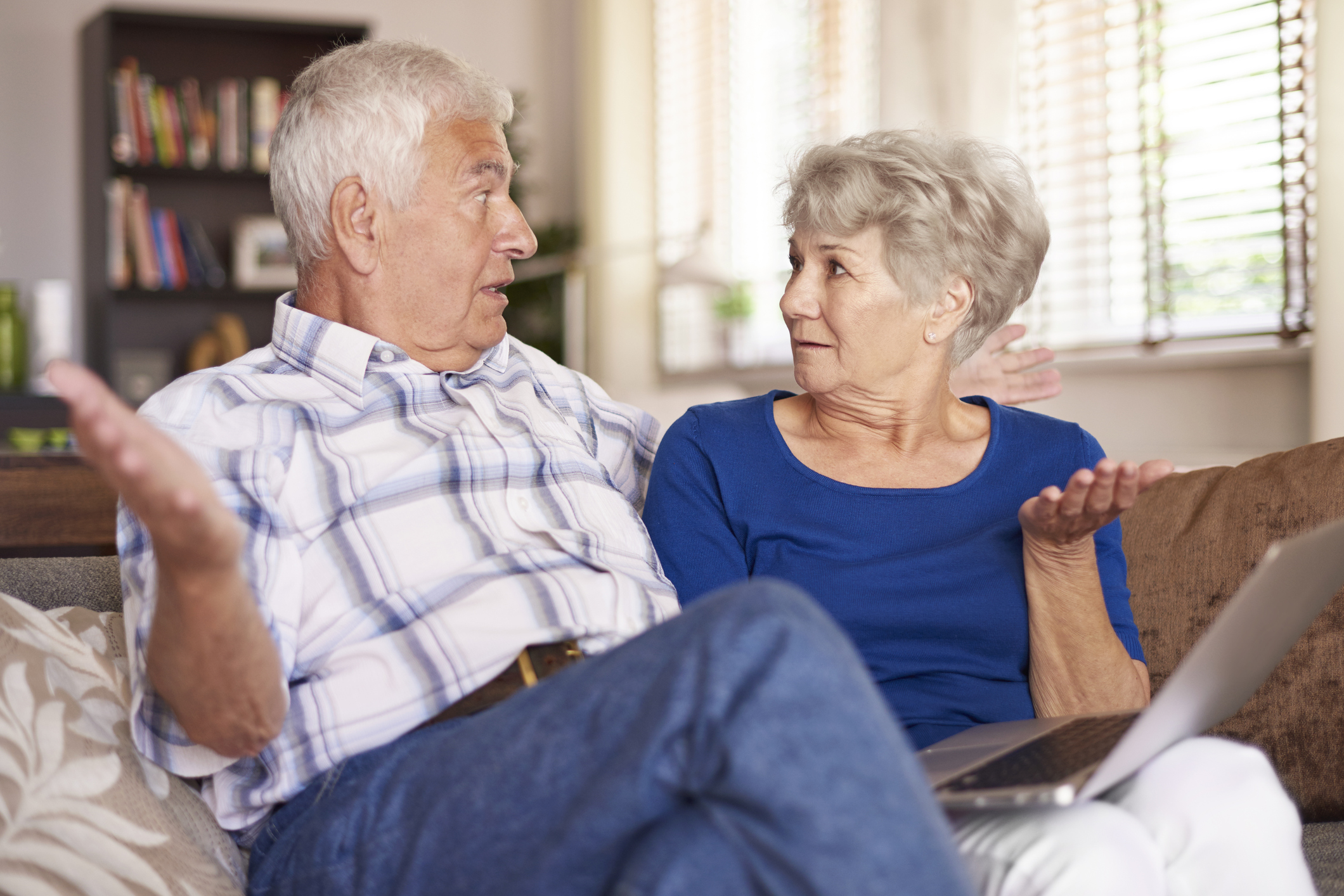 Senior couple talking
