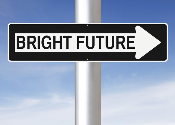 Bright future road sign