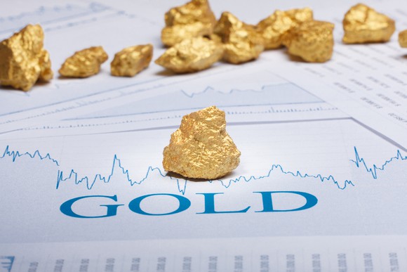 Gold nuggets on a stock chart.
