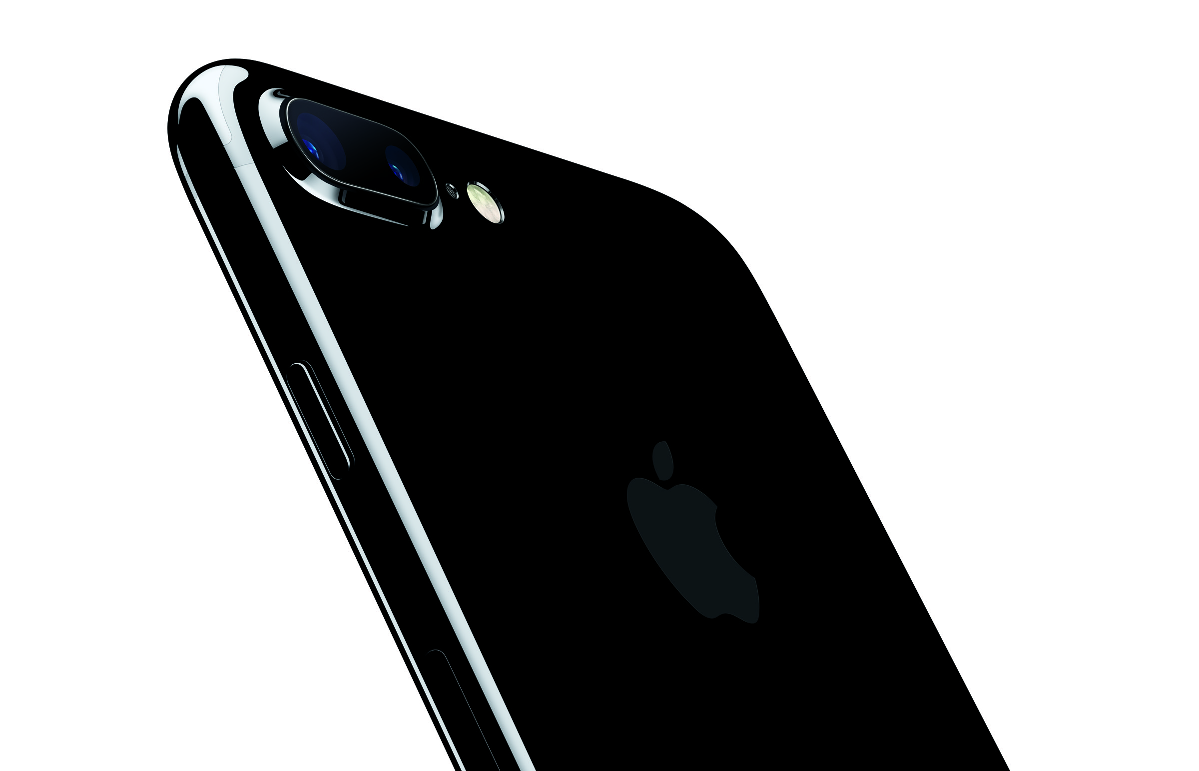An iPhone 7 Plus in jet black.