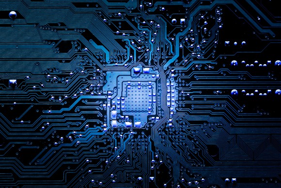 Stylized picture of semiconductor.