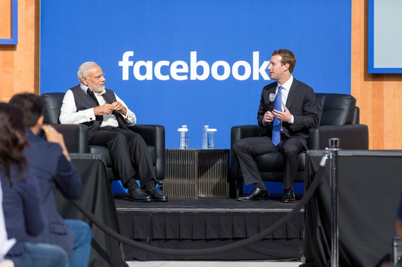 Facebook CEO Mark Zuckerberg sitting down with India's Prime Minister Narendra Modi.