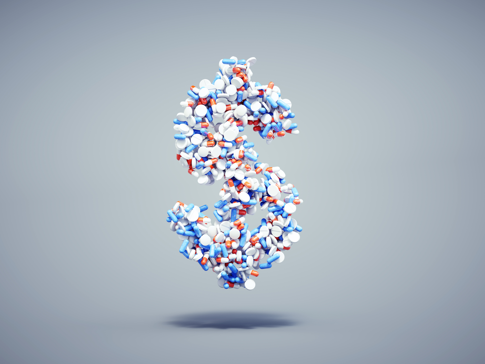 Dollar sign made of pills