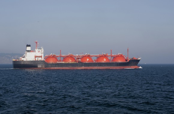 LPG tanker at sea.