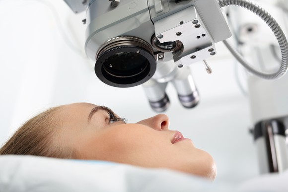 Patient undergoing eye surgery