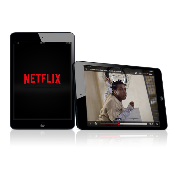 Netflix content displayed on two tablets.