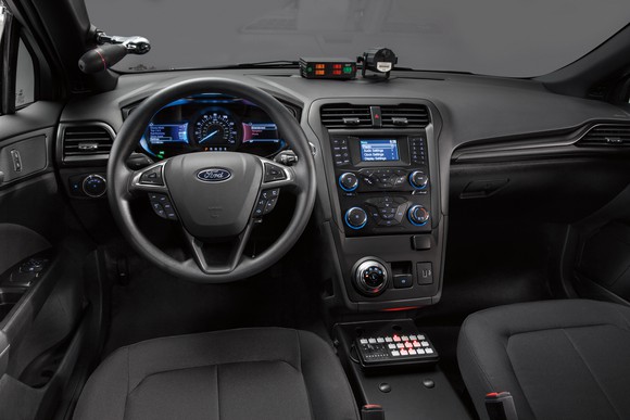 A view of the dash of Ford's new police vehicle.