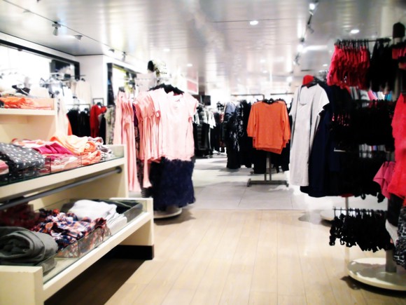 Inside a clothing retail store.