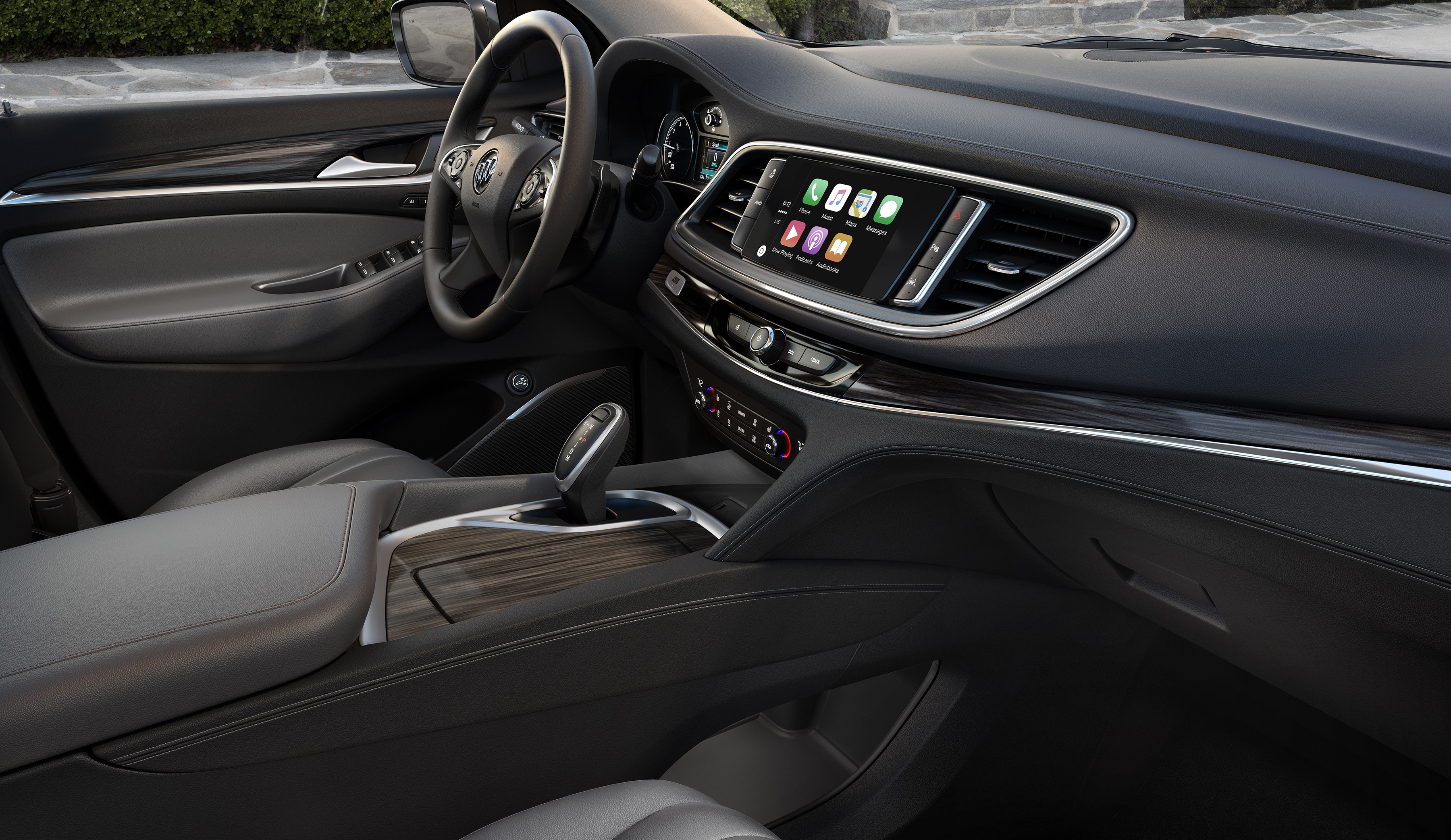 The front seat and dash of the new Enclave