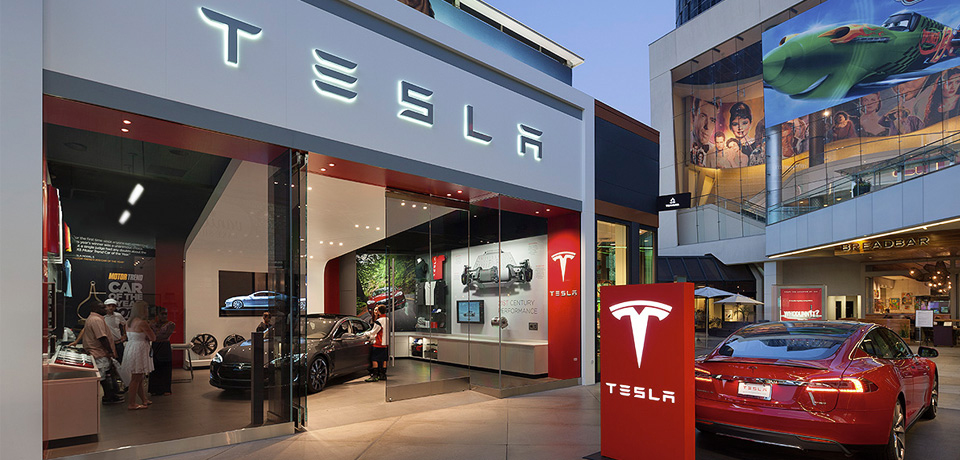 Front of a Tesla show room