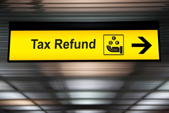 Tax refund sign at airport