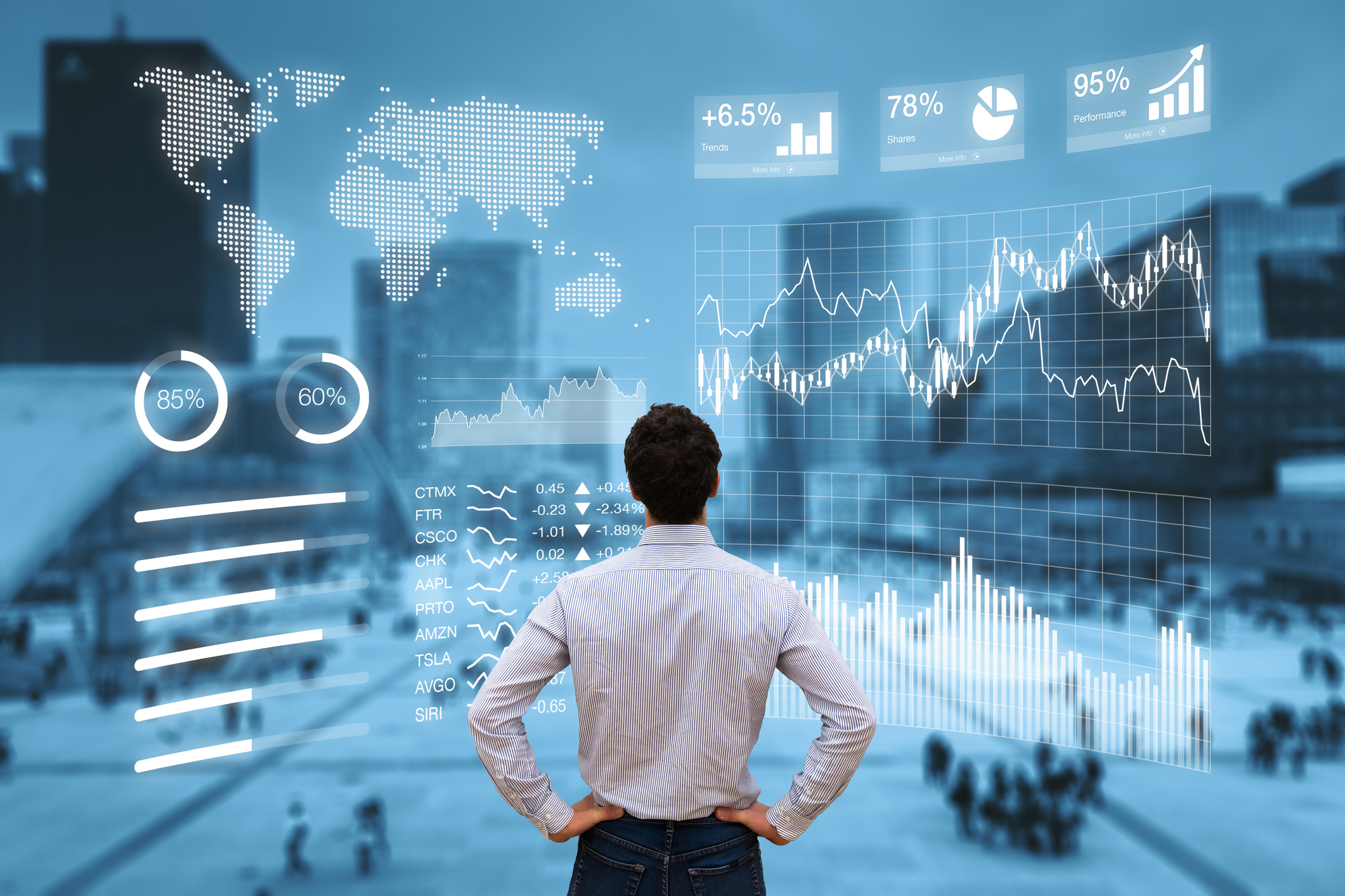 A person analyzing a financial dashboard.