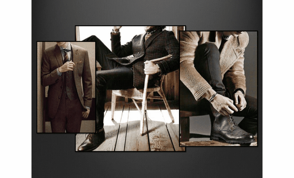 Photos of Tailored Brands' clothing and footwear.