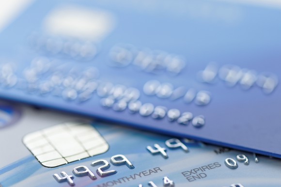 Extreme close up of part of a credit card.