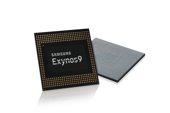 Samsung's Exynos chip in both front and back-facing poses.