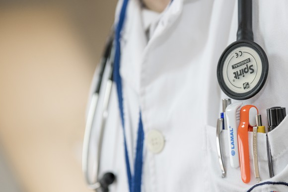A doctor wearing a stethoscope
