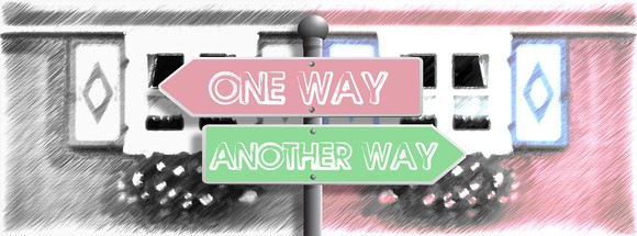One way street signs.