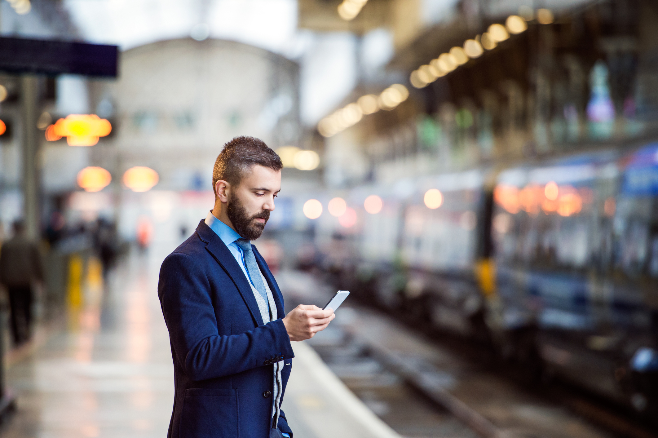 Man using smartphone