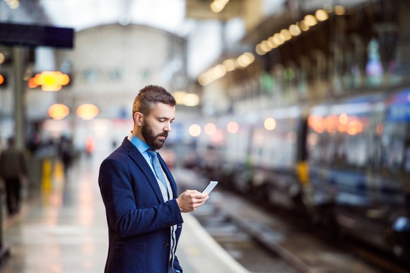 Man using smartphone