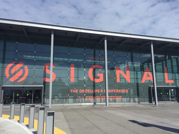 The exterior of the 2016 Twilio Signals conference for developers.