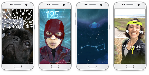 Image of augmented reality filters in Facebook app.