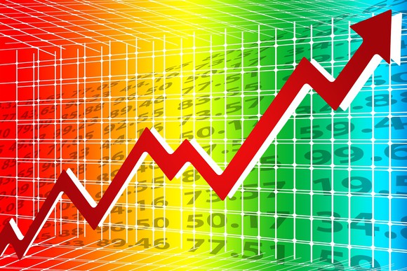 Stock chart going higher.