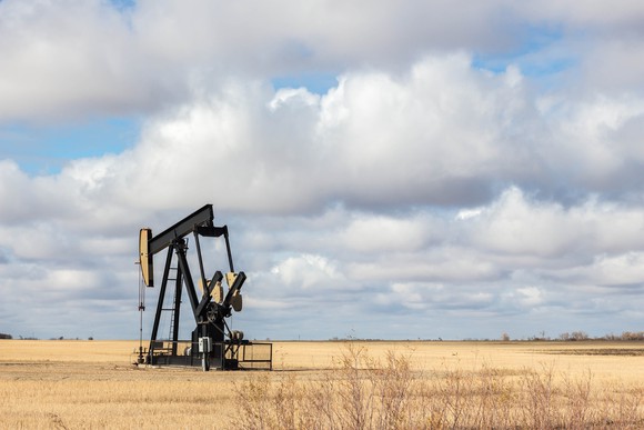 Oil well in remote field.