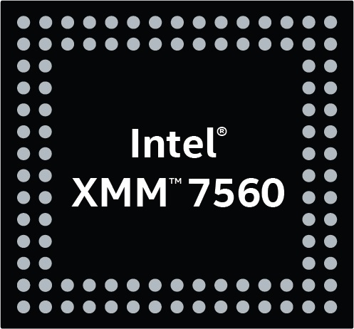 A logo depicting Intel's upcoming XMM 7560 modem.