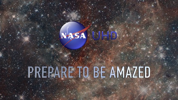 The NASA logo over a backdrop of stars with the text