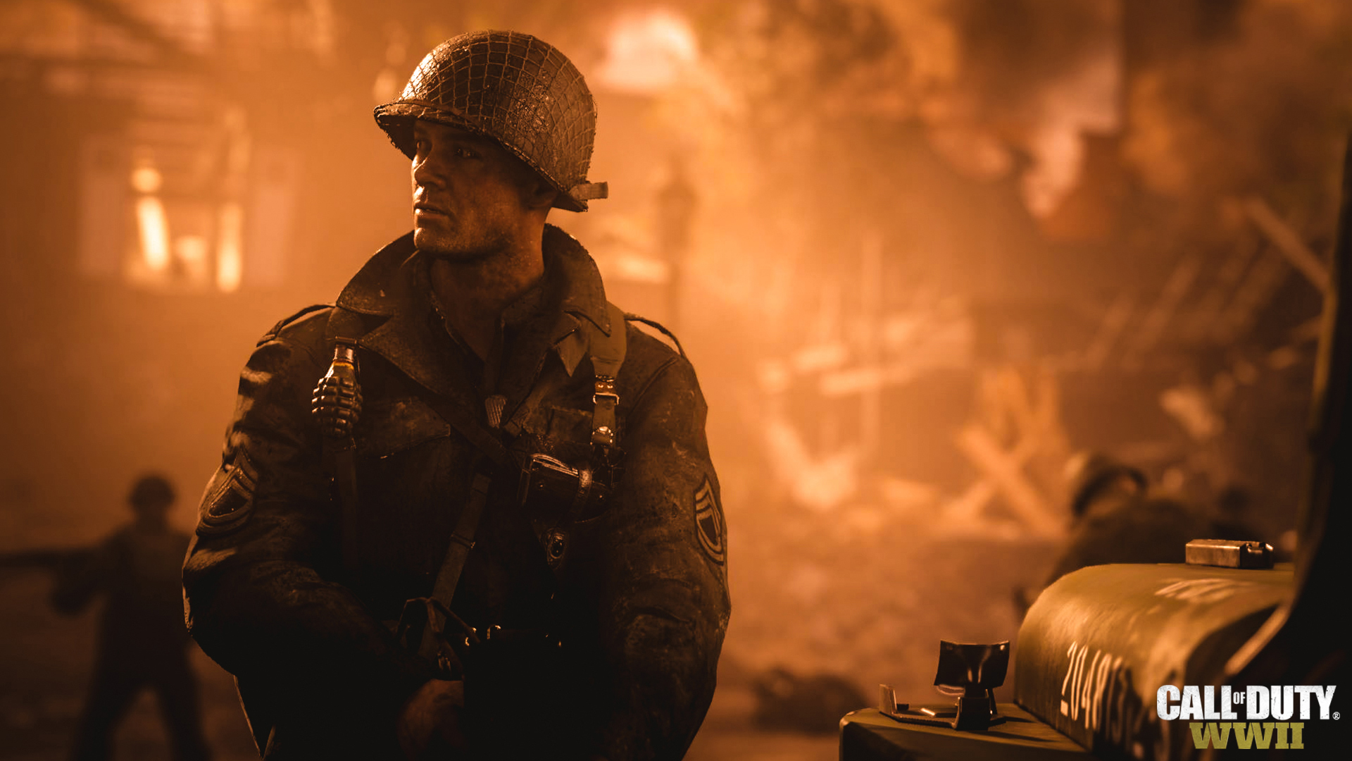 A screenshot from the upcoming Call of Duty: WWII video game showing a solider.