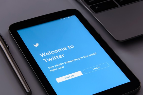 Twitter blue home page on a smartphone.