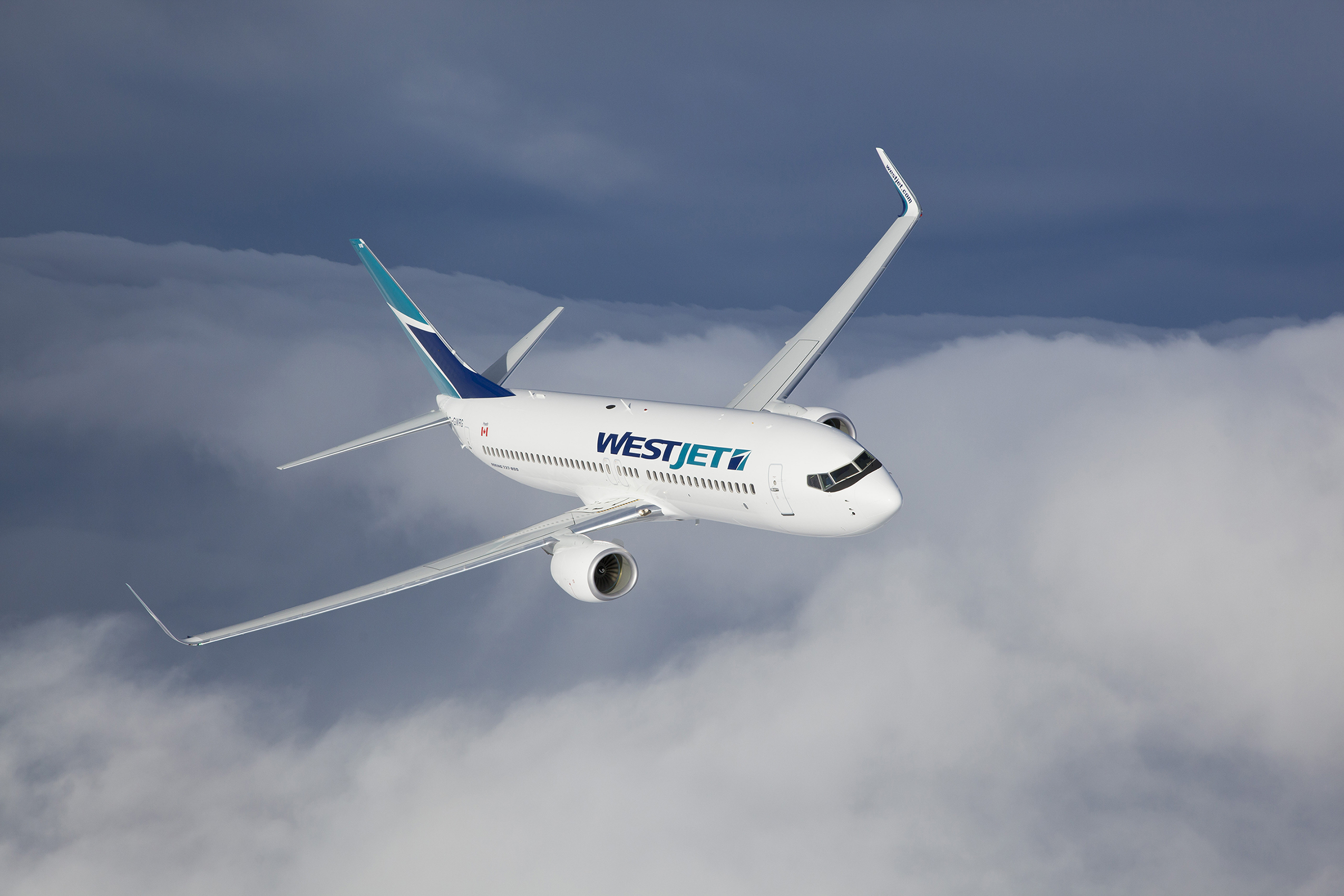 A WestJet Boeing 737 in flight.