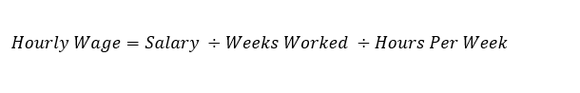 Formula for converting salary to hourly wage.