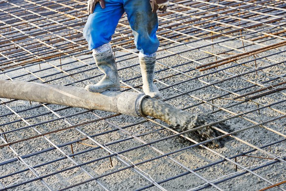 Concrete pouring for modern building.